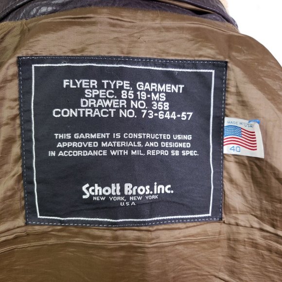 Vtg Schott Bros Leather Sherpa Jacket 85 19-MS - Picture 11 of 12